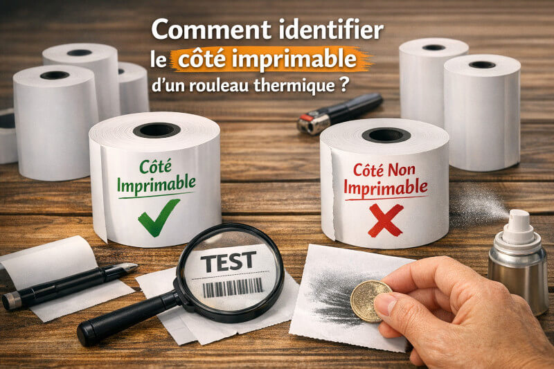 identifier côté imprimable d'un rouleau thermique