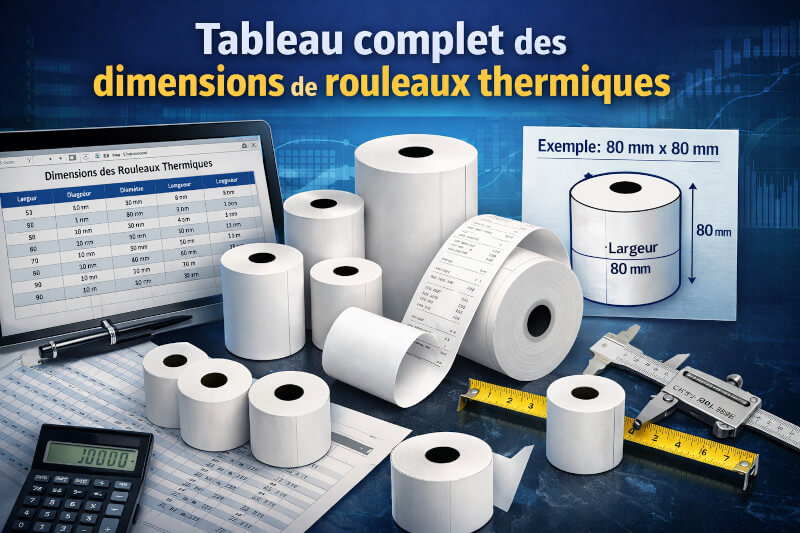 Tableau complet des dimensions de rouleaux thermiques